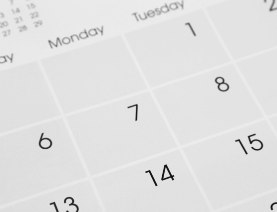 Close-up photo of a printed calendar